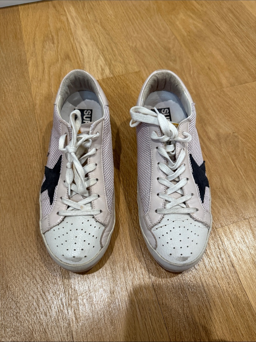 Golden Goose Pink and Black Star Low-Top Sneakers